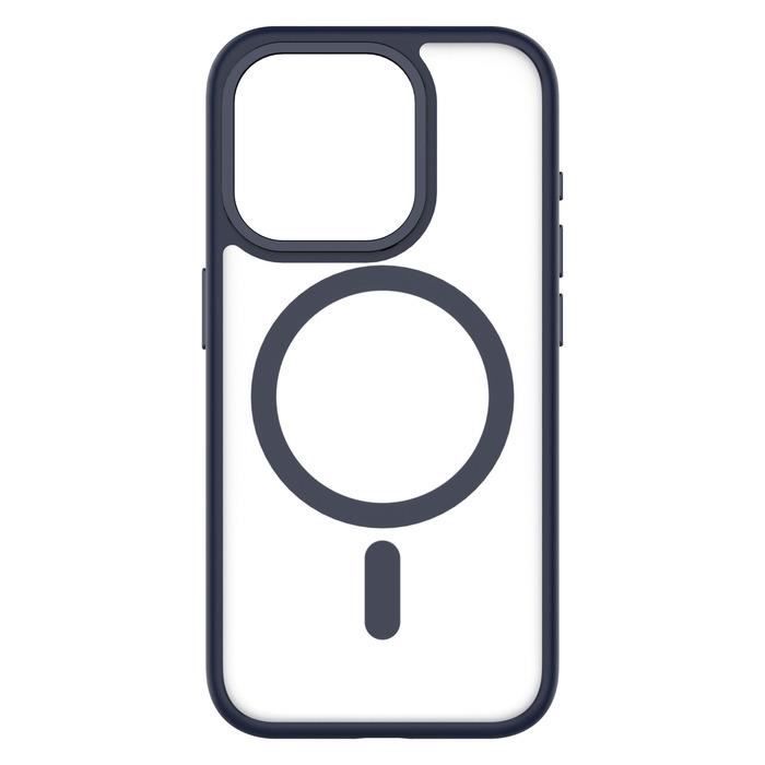 Coque pour iPhone 15 Pro Hybrid Soft avec Snap Compatible MagSafe QDOS Bleu marine