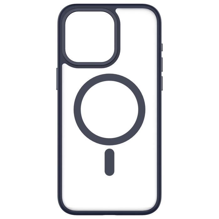 Coque pour iPhone 15 Pro Max Hybrid Soft avec Snap Compatible MagSafe QDOS Bleu marine