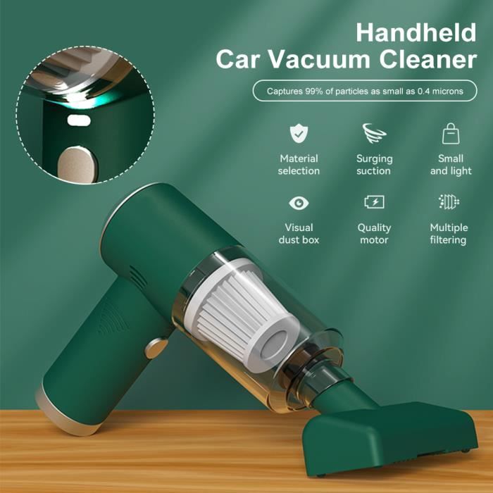 Aspirateur à Main - Anti-acariens - 120W - 2000mAh - Sans sac - Vert