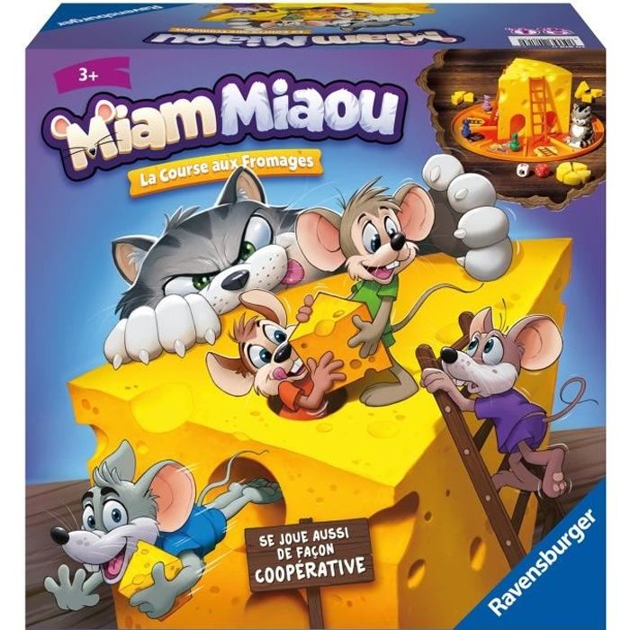 Jeu de société - Ravensburger - Miam Miaou - La course aux fromages - Enfant 3 ans - 2 à 4 joueurs