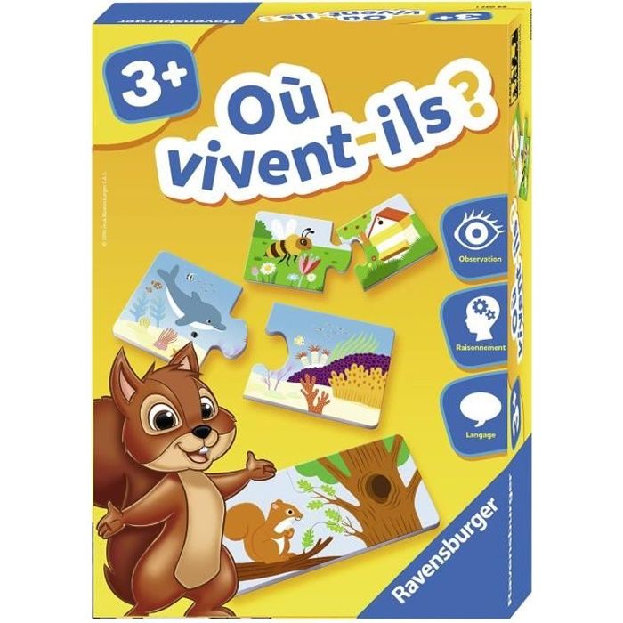 Où vivent-ils ? - Jeu éducatif - Découvertes des Animaux - Ravensburger - Dès 3 ans