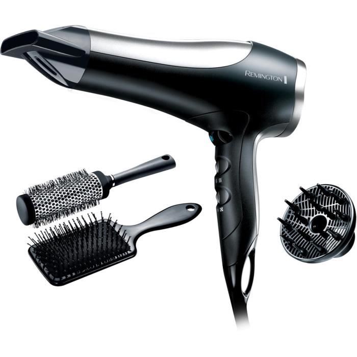 Remington D5017 Coffret Cheveux, Sèche-Cheveux 2100W Ionique Céramique Puissant, 2 Brosses Cheveux