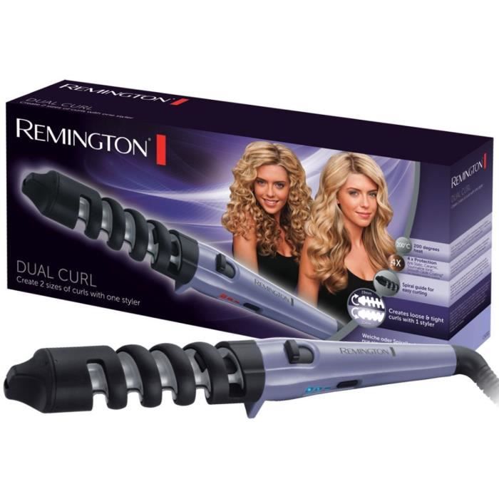 Remington CI63E1 Fer à Boucler, Boucleur Dual Curl, Antistatique, Céramique, Toumaline, Ionique, Glisse Facile, Design Unique