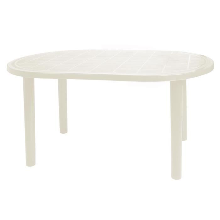 RESOL Table de Jardin Exterieur 140x90 cm Couleur blanc Tables à manger de jardin Patio Protection UV