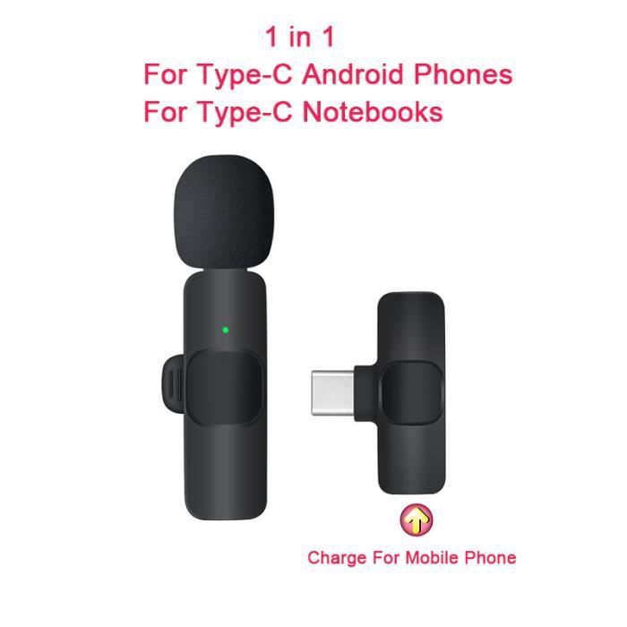 Mini microphone Lavalier sans fil K9,micro pour iPhone,Android,téléchargements de téléphones portables- 1in1 For Type-C
