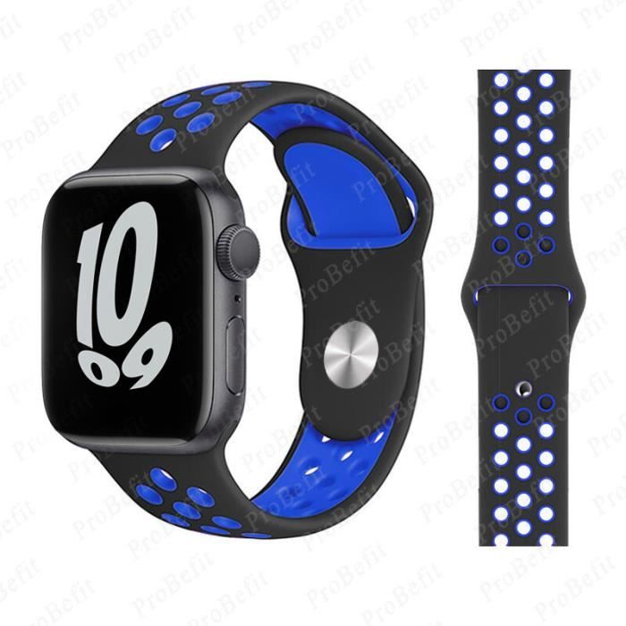 Bracelet en Silicone pour Apple Watch,49mm 44mm 40mm 42mm 38mm 44mm,pour iwatch 1 2 3 iWatch - 2 Black Blue-42 44MM 45MM 49MM SM
