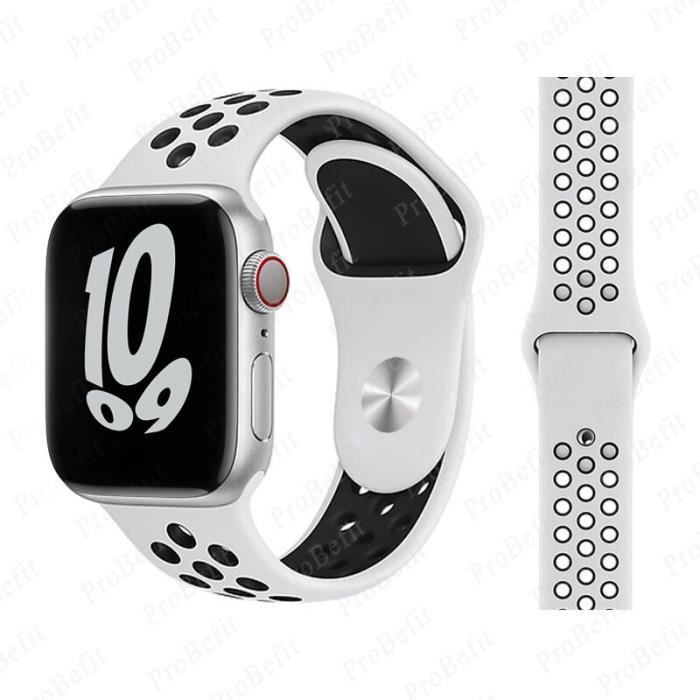 Bracelet en Silicone pour Apple Watch,49mm 44mm 40mm 42mm 38mm 44mm,pour iwatch 1 2 3 - 20 White Black-42 44MM 45MM 49MM ML