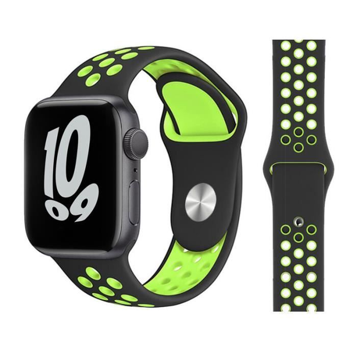 Bracelet en Silicone pour Apple Watch,49mm 44mm 40mm 42mm 38mm 44mm,pour iwatch 1 2 3 iWatch - 4 Black Green-42 44MM 45MM 49MM ML