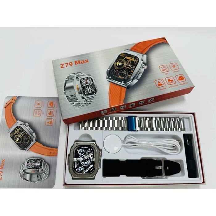 Montre intelligente Z79 Max pour hommes et femmes,appel BT,boussole NDavid,IP68,étanche,lecteur de musique,piste GPS- Black