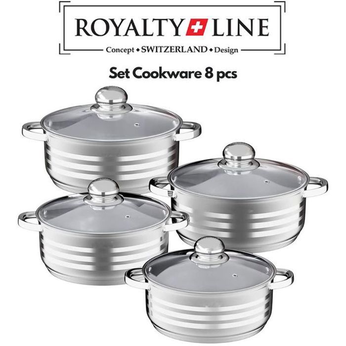 Royalty Line RLSP7 Batterie de marmites avec le couvercle. 8pcs