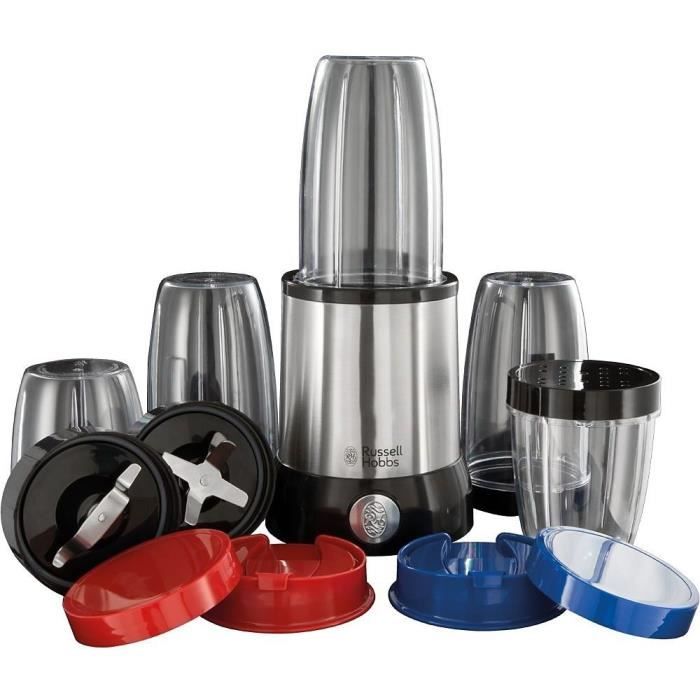 RUSSELL HOBBS 23180-56 Blender Mixeur Nutriboost Compact Multifonctions 700W Inox Brossé, Préparations Vitaminées, 15 Accessoires In
