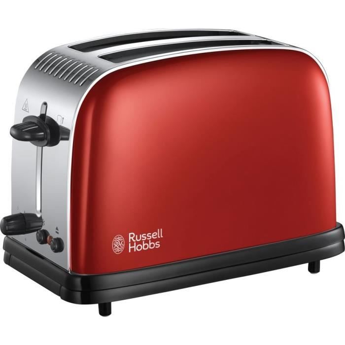 Grille-pain RUSSELL HOBBS 23330-56 - Colours Plus - Technologie Fast Toast - Rouge flamme - Fentes extra-larges