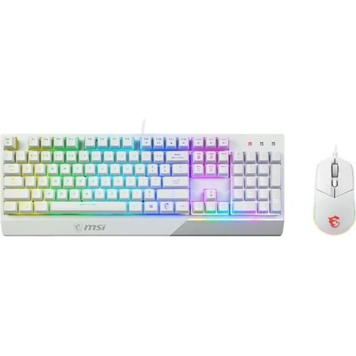 Clavier + Souris - AZERTY - MSI - Vigor GK30 Combo White FR - Rétroéclairé - Blanc