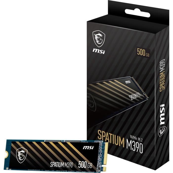 Disque Dur Interne - MSI - SPATIUM M390 NVMe M.2 - 500 Go -(S78-440K070-P83)
