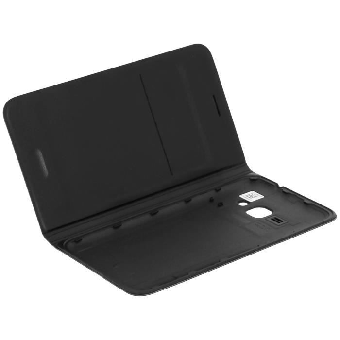 Housse Etui Portefeuille Original Samsung Galaxy J1 2016 - Flip Cover Noir