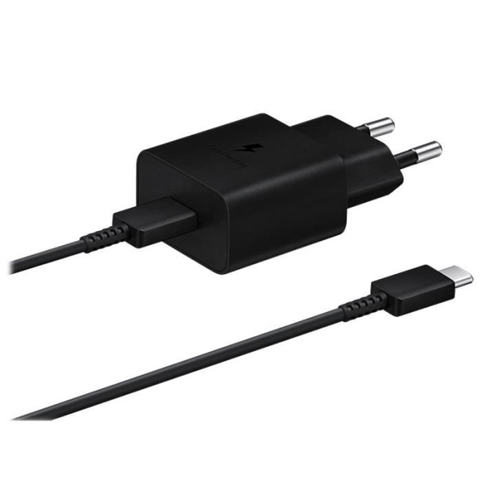 CHARGEUR SAMSUNG NOIR + CABLE 15W WALL  C  TO  C
