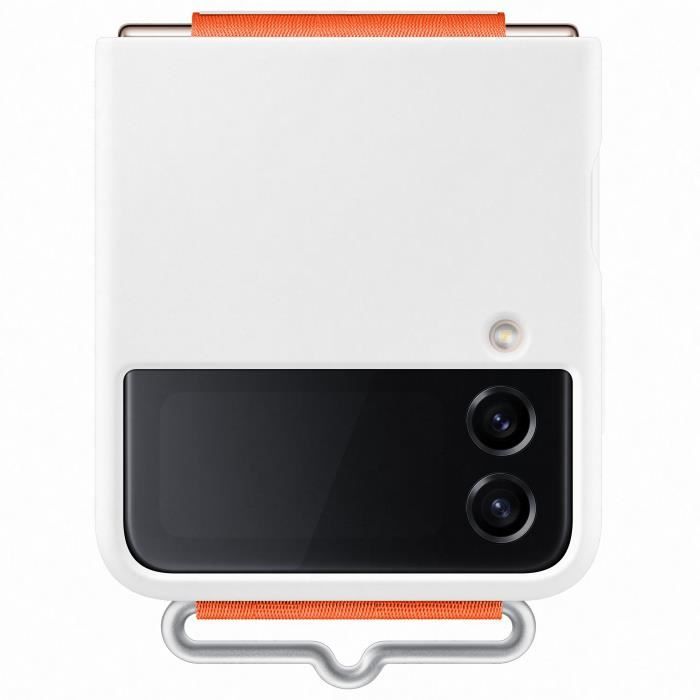 Coque silicone avec lanière SAMSUNG Galaxy Z Flip4 blanc
