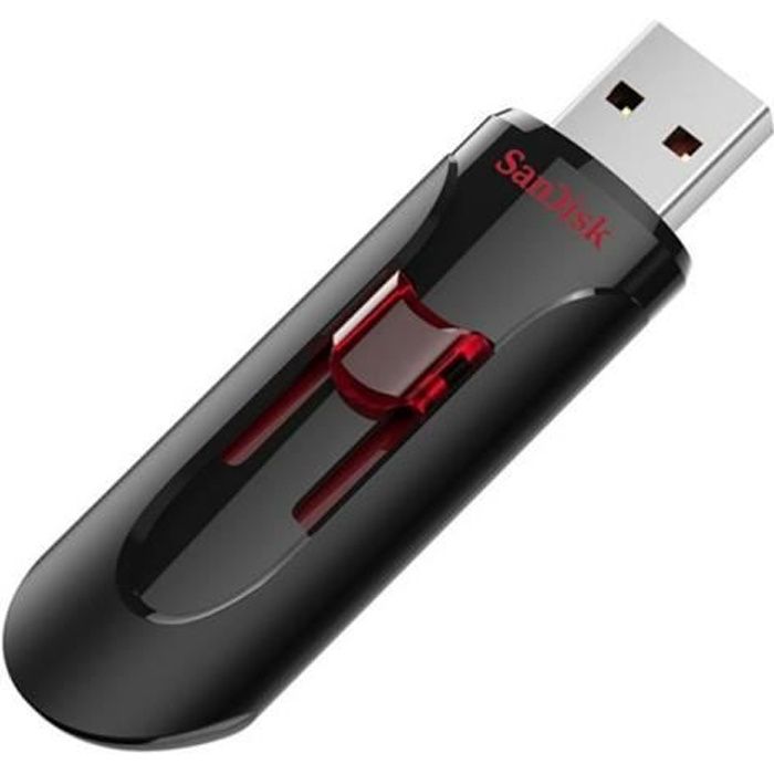 Clé USB SanDisk Cruzer Glide CZ600 256Go USB 3.0 Type A Noir, Rouge Lecteur USB Flash