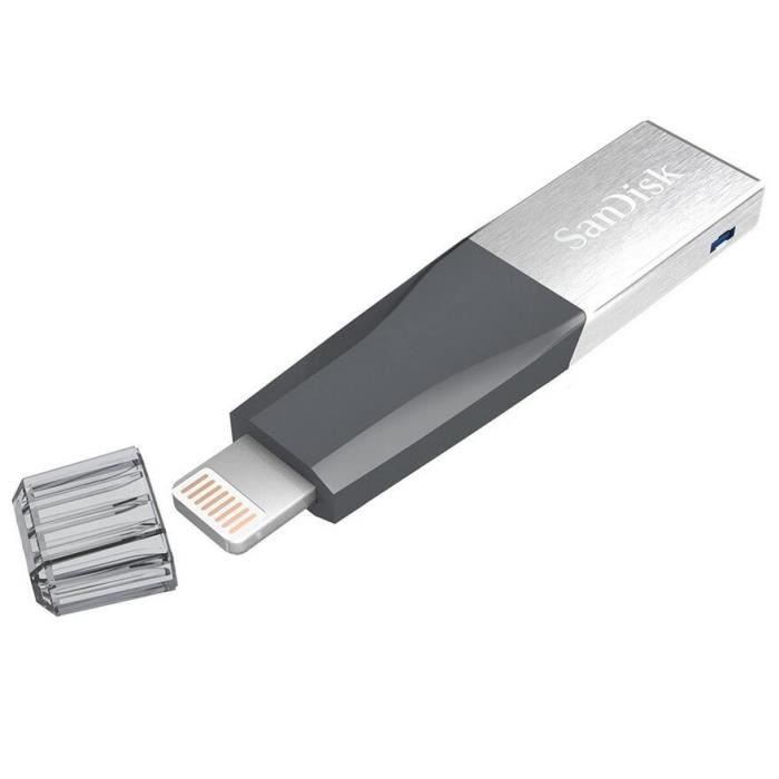 Sandisk Clé USB 3.0 - Ixpand flash drive 128Go pour iPhone 5, 5c, 5s, iPhone 6, iPhone 6 Plus, iPhone 6s, iPhone 6s Plus iPad etc.