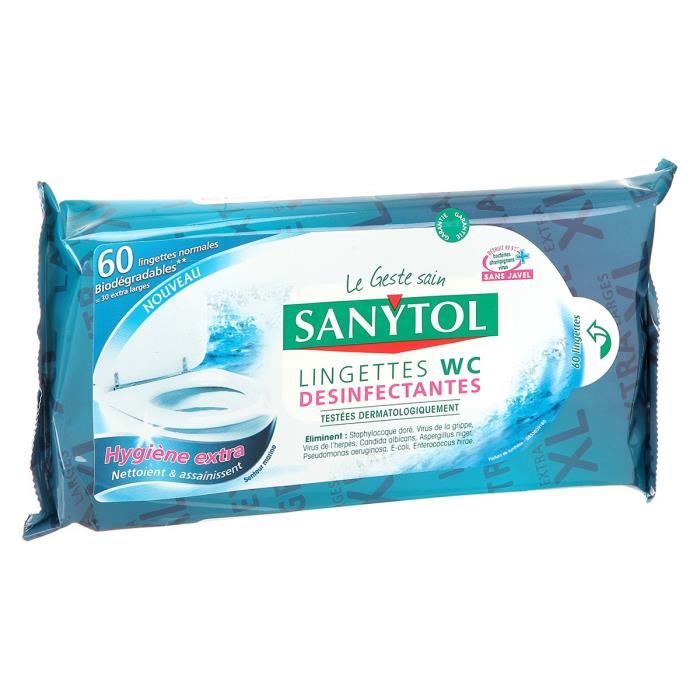 SANYTOL Lingettes Wc désinfectantes - 60 Lingettes