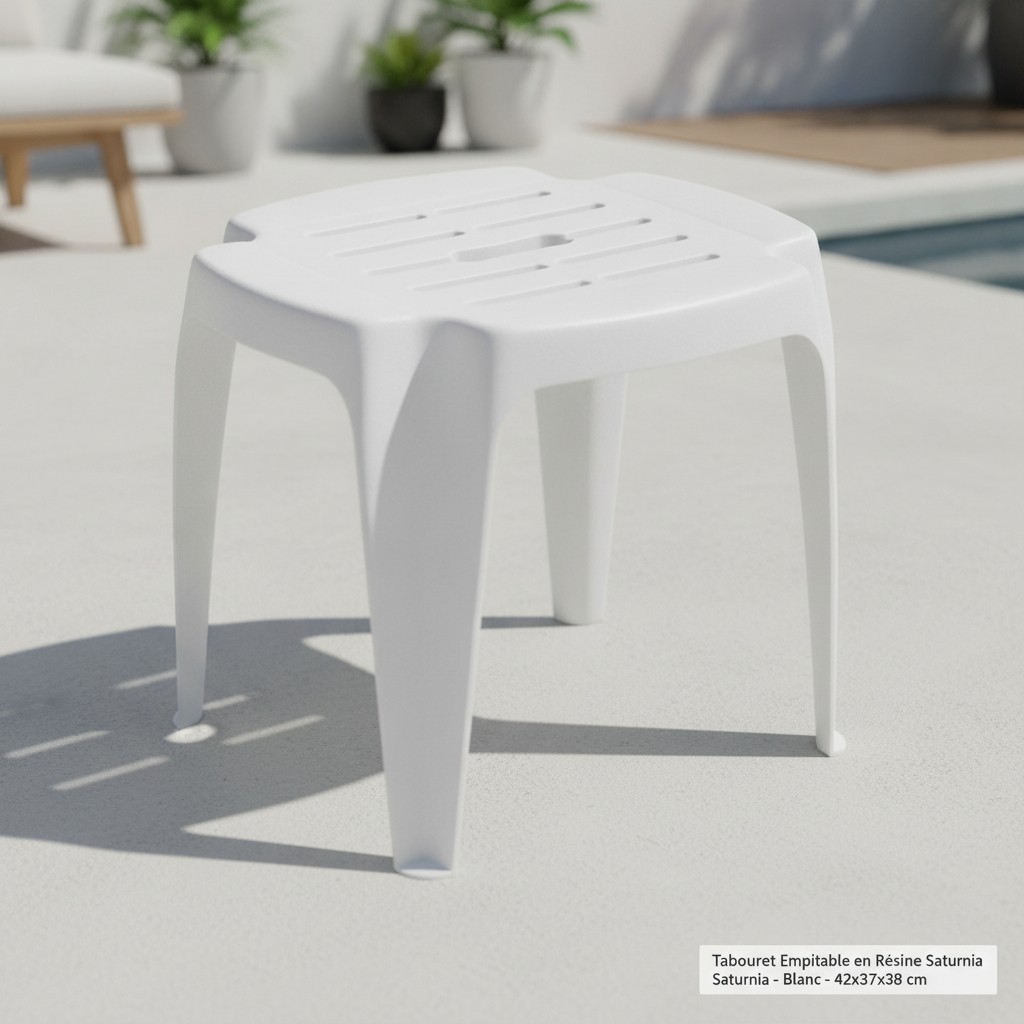 Tabouret Empilable en Résine Saturnia - Blanc - 42x37x38 cm - Marjane Mall - Image 2