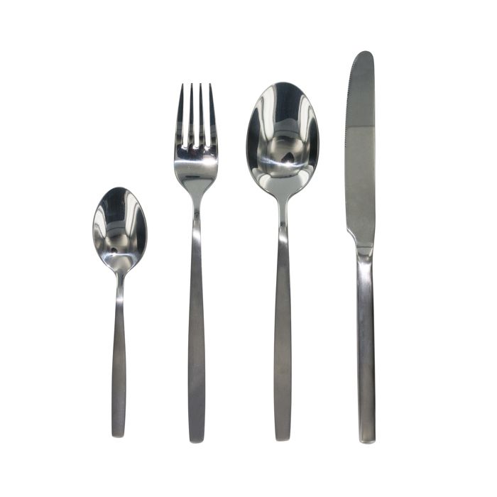 Saveur et dégustation - Ménagère inox effet mat shiny Table Chic - 16 Pièces - Argent