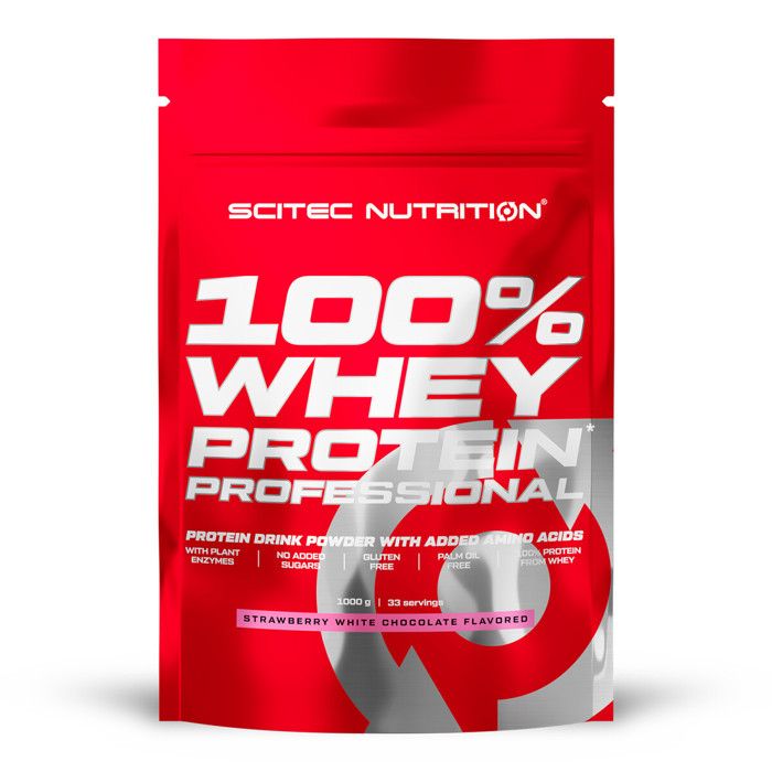 Whey concentrée Scitec Nutrition - 100% Whey Protein Professional - Strawberry White Chocolate 1000g