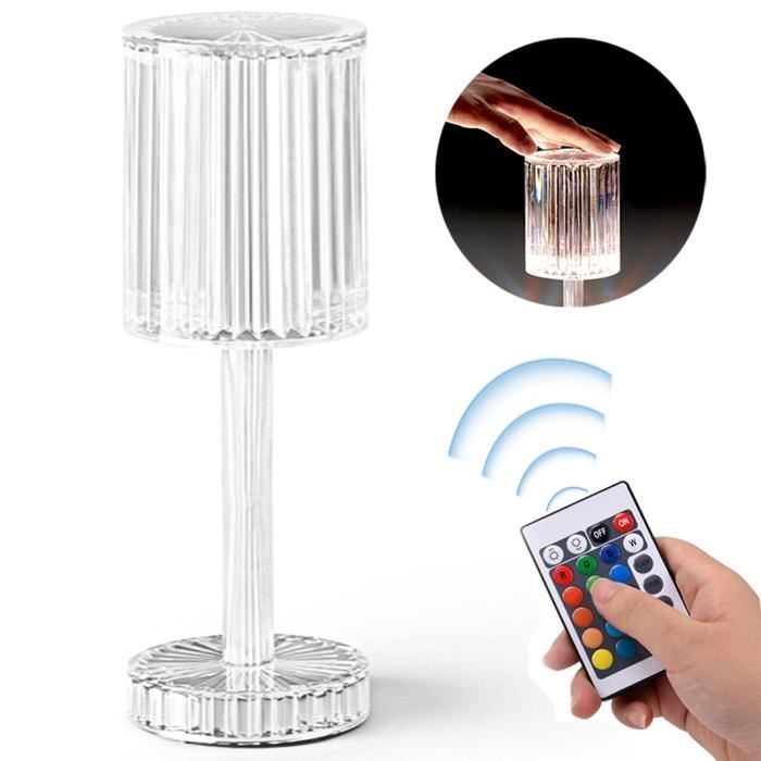 Veilleuse lumière d'ambiance, 16 couleurs lampe cristal table,télécommande tactile interrupteur, pour chambre et salon