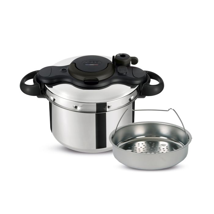 SEB Cocotte-Minute 6 L, Induction, Inox, Sécurité 5 points, Fabriqué en France, Autocuiseur ClipsoMinut’ Easy P4620724