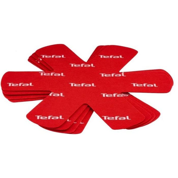 TEFAL – Set de 4 Protecteurs de Poêle, 38×36×1 cm, Rouge (K2203004)