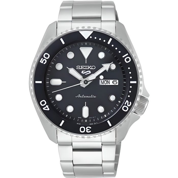 Montre Bracelet - SEIKO - 5 sport automatique acier cadran noir - Etanche 100m - Lumibrite