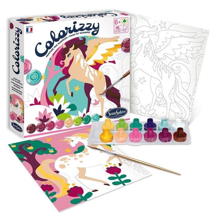 Peinture par numéros - Sentosphere - Colorizzy Licornes - Pour enfants à partir de 3 ans - Couleur rose