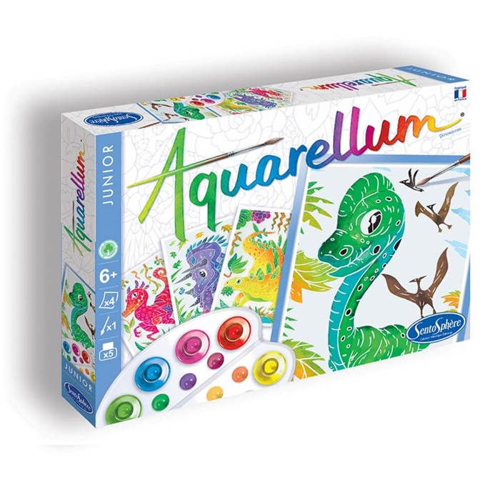 Coffret de peinture Aquarellum Junior - Sentsophère - Dinosaures - Pour enfant de 6 ans et plus - Multicolore