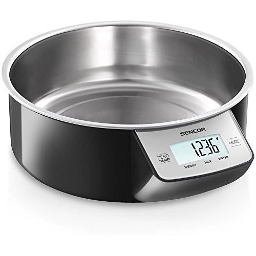 Balance de cuisine SENCOR SKS 4030BK - Noir - Avec plat en acier inoxydable - Fonction tare