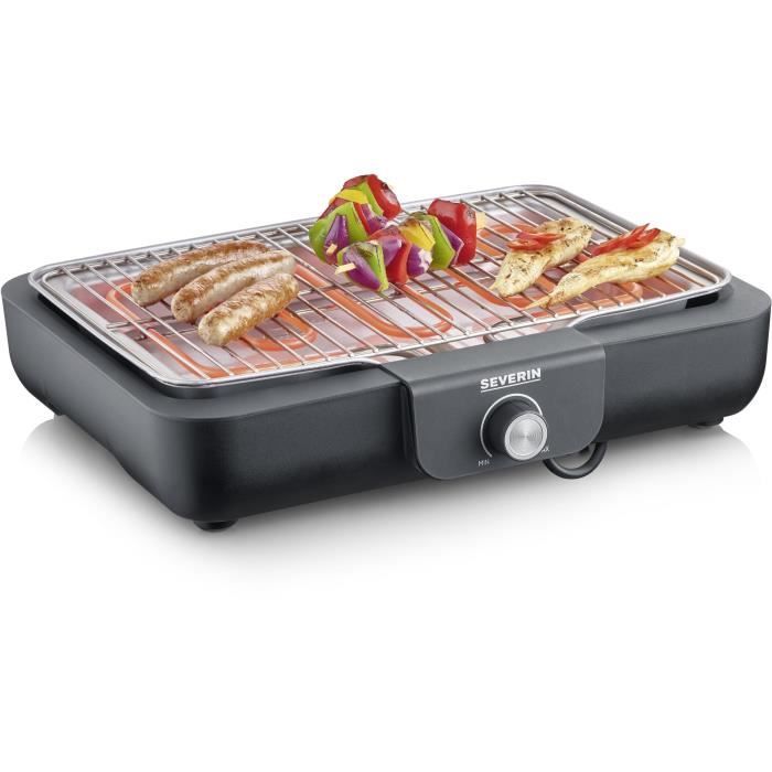 Barbecue électrique SEVERIN - PG8554 - Surface de cuisson 37x29 cm - Thermostat réglable - 2200W