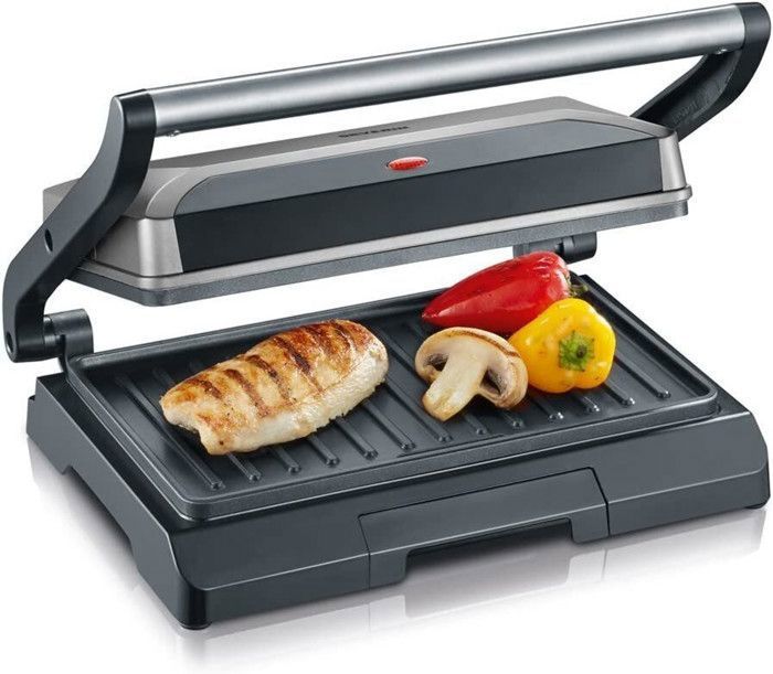 SEVERIN KG2394 Gril multifonction compact : viande - paninis - légumes - plaques anti-adhésives 23x14 -5 cm - récupérateur de graiss