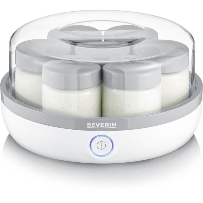 SEVERIN JG 3518 Yourtière 7 pots de 150 ml chacun, pratique et compacte, 100% sans BPA, graduation memo, enrouleur de câble, 13 W