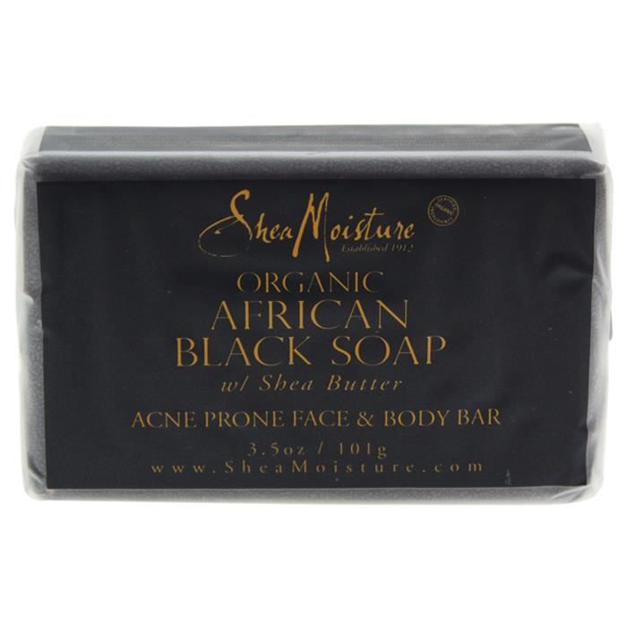 Shea Moisture Savon noir africain bio visage et corps acnéique 3.5 oz Savon en pain Mixte