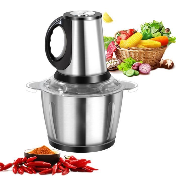 Hachoir Électrique Multifonction 3L - SHTEPIME - 4 Lames - Viande Légumes Mixeur Culinaire Epice Ail Trancheuse