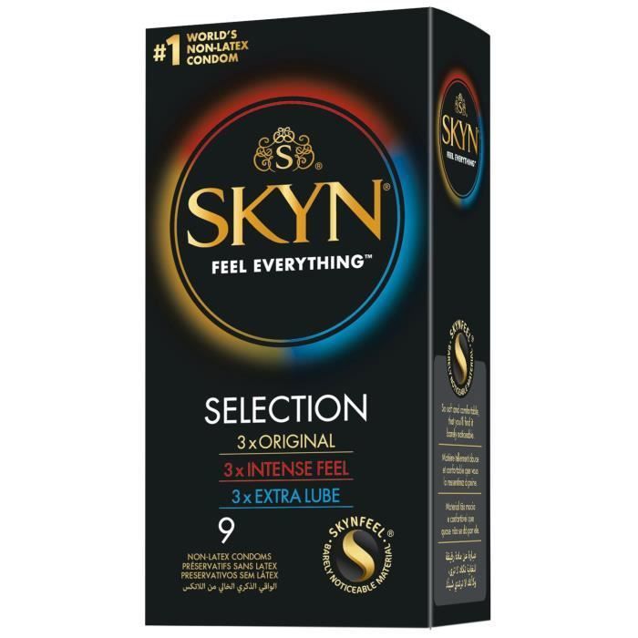 Pack 9 Préservatifs Sans Latex Selection - Original, Extra lube, Intense Feel