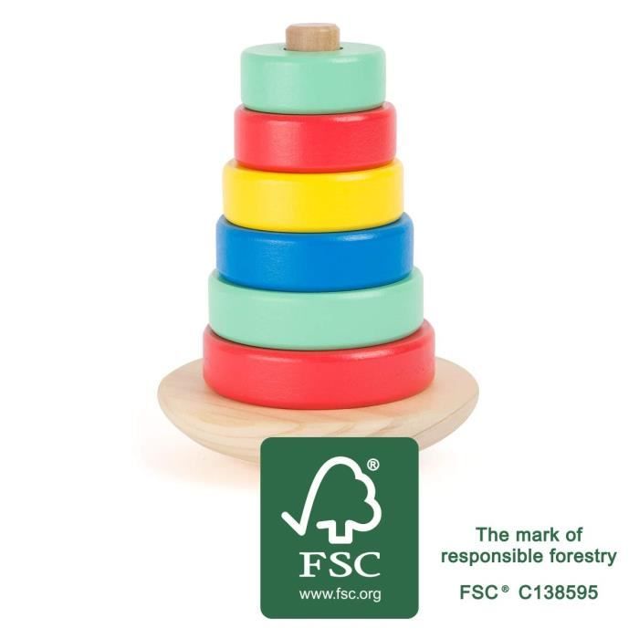 Jeu d'adresse - SMALL FOOT BY LEGLER - Tour d'empilage Move It en bois certifié FSC