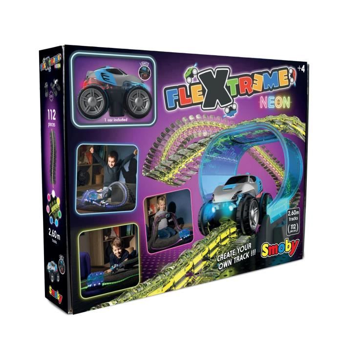 Coffret FleXtreme Neon - Voiture exclusive incluse - Compatible avec tous les accessoires FleXtreme - Dès 4 ans