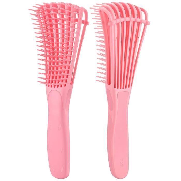 Brosse DéMêLante pour Cheveux BoucléS, DéMêLant pour Cheveux Rose, Afro Textured 3A à 4C Kinky Wavy, pour Cheveux BoucléS éPais -