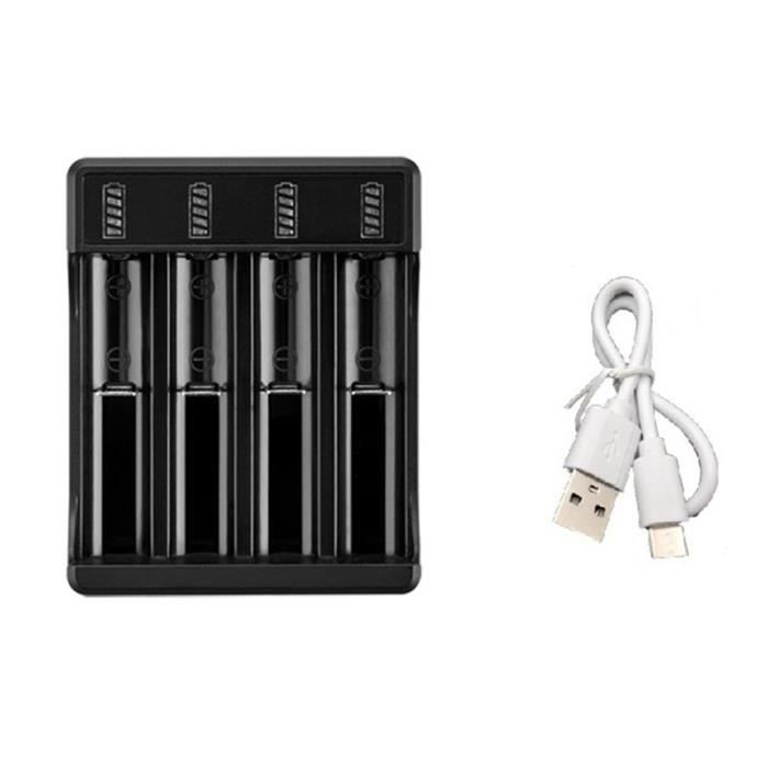 Chargeur 18650 avec Câble de Type C Chargeur Intelligent de Batterie au Lithium 4,2 V pour Batterie 14500 26650 18650, 4