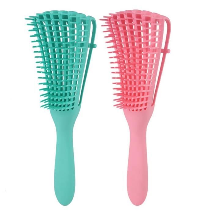 Brosse DéMêLante 2 PièCes pour Cheveux Texturé 3A à 4C Kinky Ondulé - Bouclé - Coily - Mouillé - Sec - Huile - Cheveux éPais -