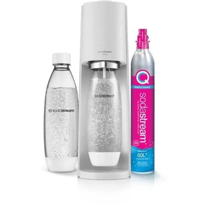 SODASTREAM TERRABILV - Machine TERRA Blanche Pack 2 bouteilles LV + 1 cylindre d'échange CQC