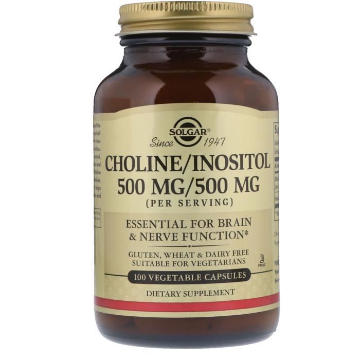 Solgar CHOLINE INOSITOL 500 MG 100 VEGETABLE CAPSULES complément alimentaire