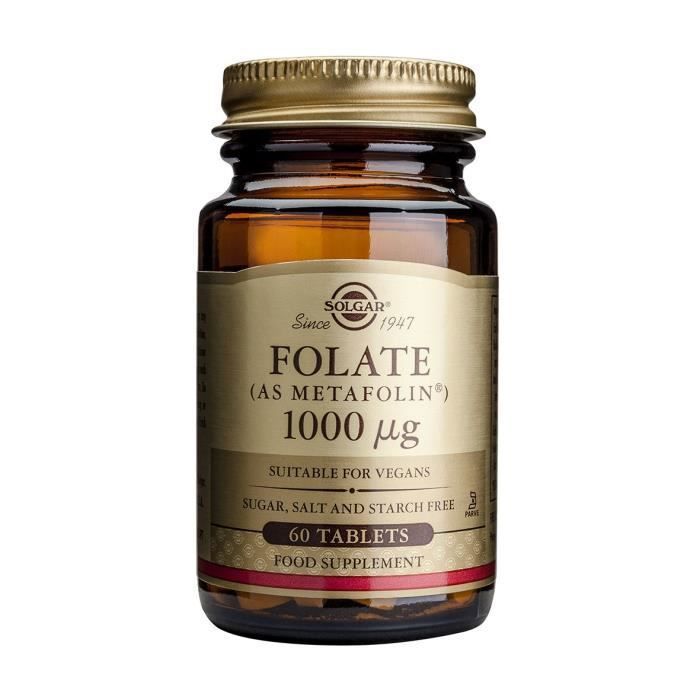 Solgar Folate 1000 Ã‚Âµg (as MetafolinÃ‚Â®) - Comprimés - 60