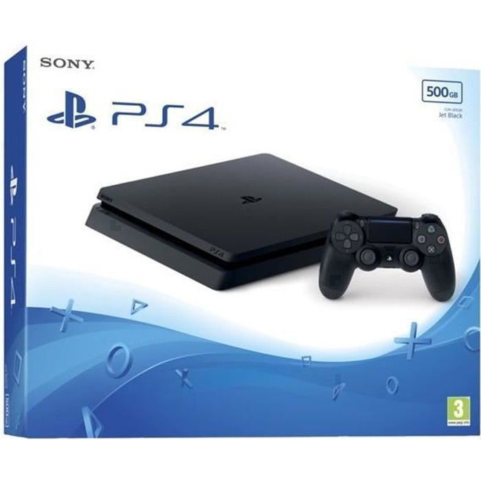 Console de jeu PLAYSTATION 4 SONY 500 GB Noir - Connexions USB HDMI - Inclut Manette Bluetooth