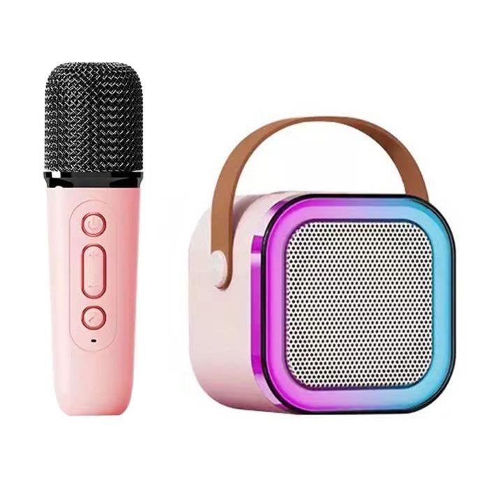 Machine à Karaoké - SONEW - Enceinte Mini avec Micro sans Fil - Effets Lumineux - Rose